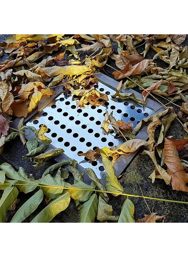 1 Piece Stainless Steel Drain Cover Leaf Guard Rustproof Square Grid Plate Strainer Corrosion Resistant Outdoor Drain Protector Easy Installation Clog Prevention Maintenance Weatherproof Accessory Sleek Metallic Finish Durable Construction - Image 3