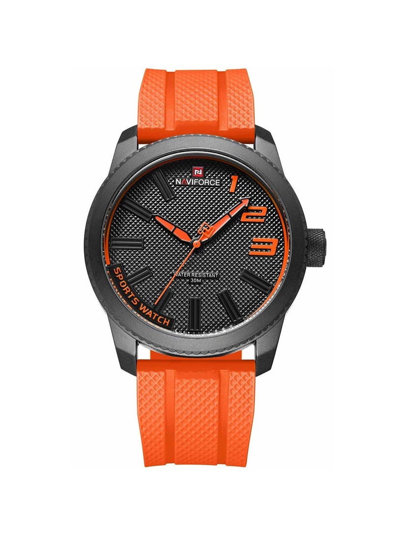 NAVIFORCE Men Black and Orange Sports Watch with Rubber Strap Durable Analog Quartz Wristwatch Water Resistant for Outdoor and Casual Wear  - Image 1
