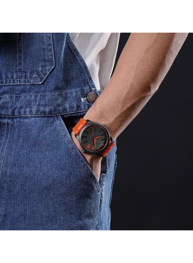 NAVIFORCE Men Black and Orange Sports Watch with Rubber Strap Durable Analog Quartz Wristwatch Water Resistant for Outdoor and Casual Wear  - Image 3