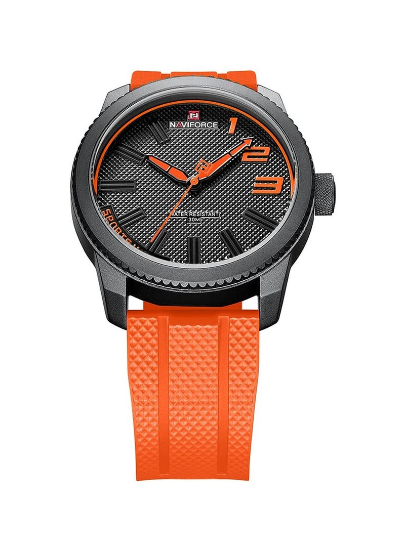 NAVIFORCE Men Black and Orange Sports Watch with Rubber Strap Durable Analog Quartz Wristwatch Water Resistant for Outdoor and Casual Wear  - Image 4