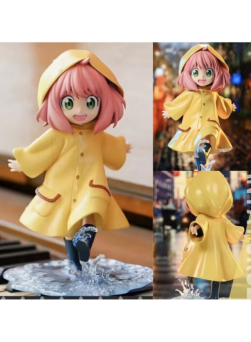 HALAMODO Cute Yellow Raincoat Anime Girl Figure PVC Adorable Collectible Model Desk Decor Birthday Gift Anime Figure , 12cm - Image 1