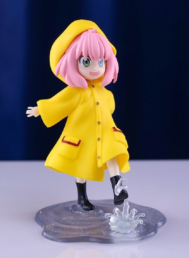 HALAMODO Cute Yellow Raincoat Anime Girl Figure PVC Adorable Collectible Model Desk Decor Birthday Gift Anime Figure , 12cm - Image 3