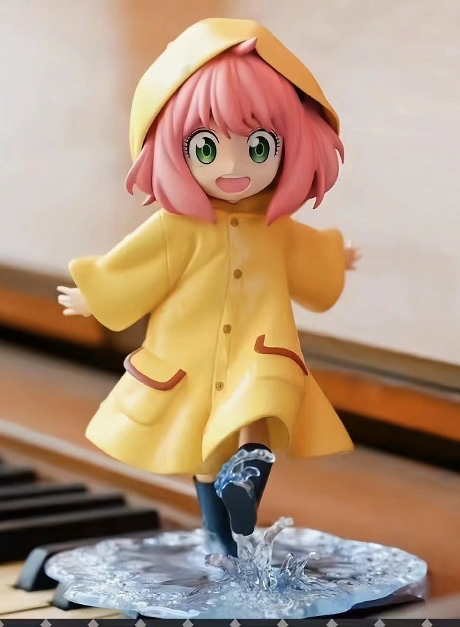 HALAMODO Cute Yellow Raincoat Anime Girl Figure PVC Adorable Collectible Model Desk Decor Birthday Gift Anime Figure , 12cm - Image 2