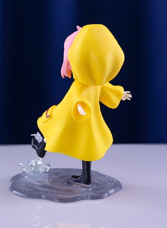 HALAMODO Cute Yellow Raincoat Anime Girl Figure PVC Adorable Collectible Model Desk Decor Birthday Gift Anime Figure , 12cm - Image 4