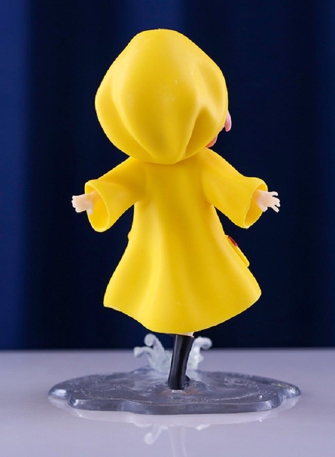 HALAMODO Cute Yellow Raincoat Anime Girl Figure PVC Adorable Collectible Model Desk Decor Birthday Gift Anime Figure , 12cm - Image 5