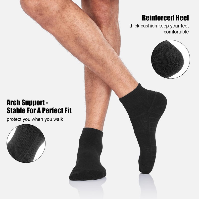 Lapulas Athletic Quarter Socks for Men Women, Cotton Mesh, Cushioned Arch Support, Non-Slip Running Ankle Design, 6 Pack - Image 3