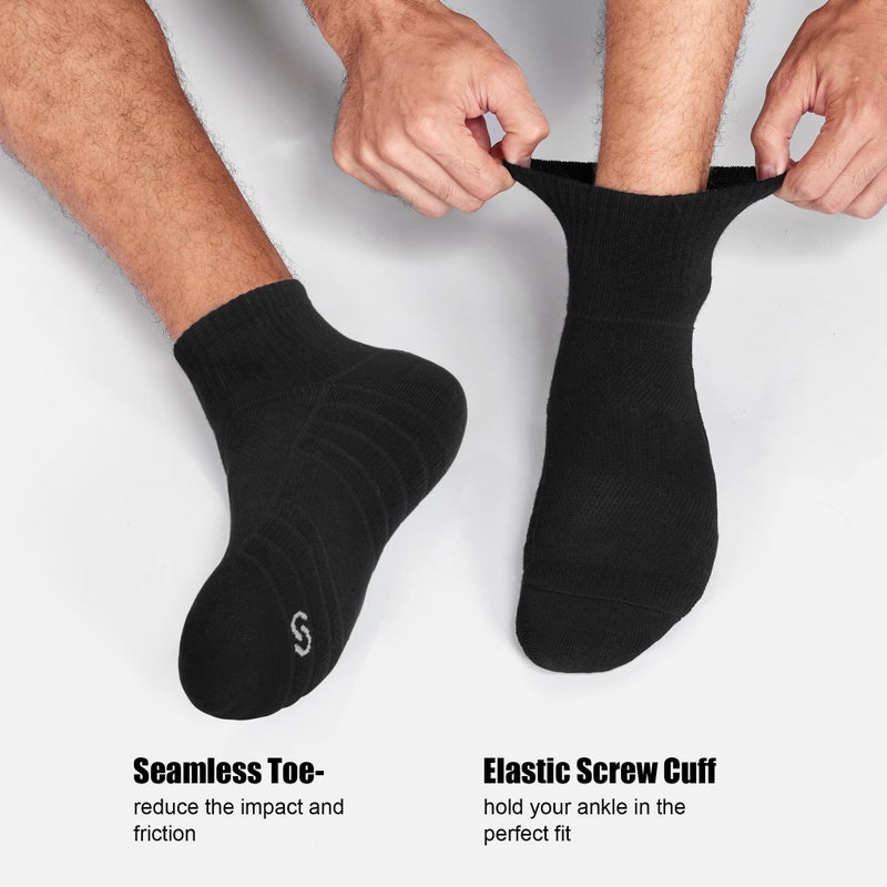 Lapulas Athletic Quarter Socks for Men Women, Cotton Mesh, Cushioned Arch Support, Non-Slip Running Ankle Design, 6 Pack - Image 4