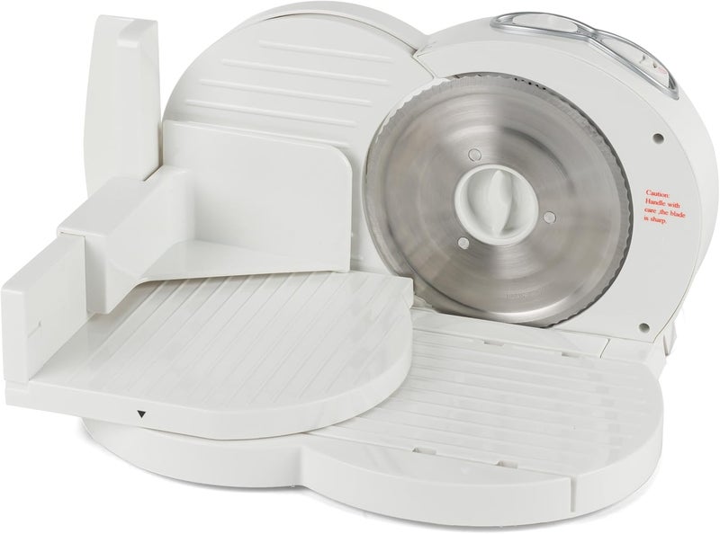 Progress EK3683P Compact Meat Slicer, Electric Food Cutter, 150 W, 3 Speed, 1-15mm Adjustable Cutting Thickness, Slicing Machine for Cold Cuts, Cheese, Bread, White, 35.5 x 27.5 x 22 cm - Image 1