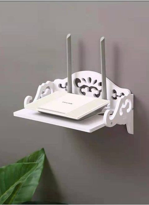 Wifi Router Shelf Wall Hanging Wifi Router Stand Wall Storage Organizer Wall Floating Shelf Holder Wall Mounted Top Hanging Wifi Router Shelf For Home Office