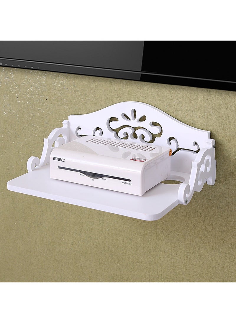 LINGWEI - Wifi Router Shelf Wall Hanging Wifi Router Stand Wall Storage Organizer Wall Floating Shelf Holder Wall Mounted Top Hanging Wifi Router Shelf For Home Office - Image 1