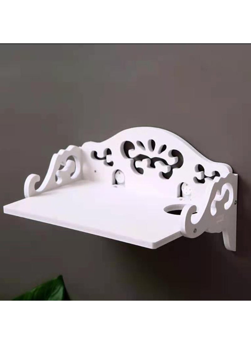 LINGWEI - Wifi Router Shelf Wall Hanging Wifi Router Stand Wall Storage Organizer Wall Floating Shelf Holder Wall Mounted Top Hanging Wifi Router Shelf For Home Office - Image 1