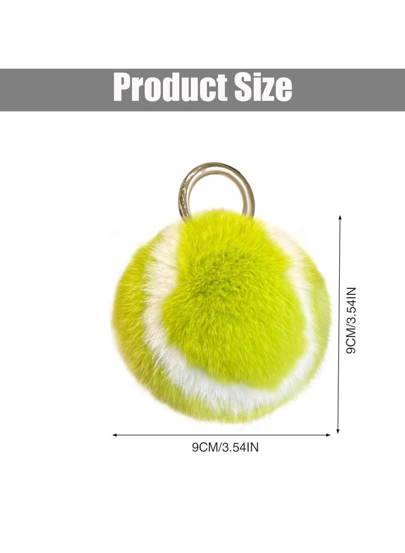 CMGTYYD Tennis Ball Keychain, Cute and Soft Plush Tennis Ball Pendant Tennis Ball Keychain - Plush ball keychain, tennis ball jewellery for school bags, backpacks, cars, wallets, friend circle - Image 2
