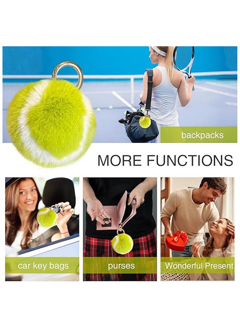 CMGTYYD Tennis Ball Keychain, Cute and Soft Plush Tennis Ball Pendant Tennis Ball Keychain - Plush ball keychain, tennis ball jewellery for school bags, backpacks, cars, wallets, friend circle - Image 5