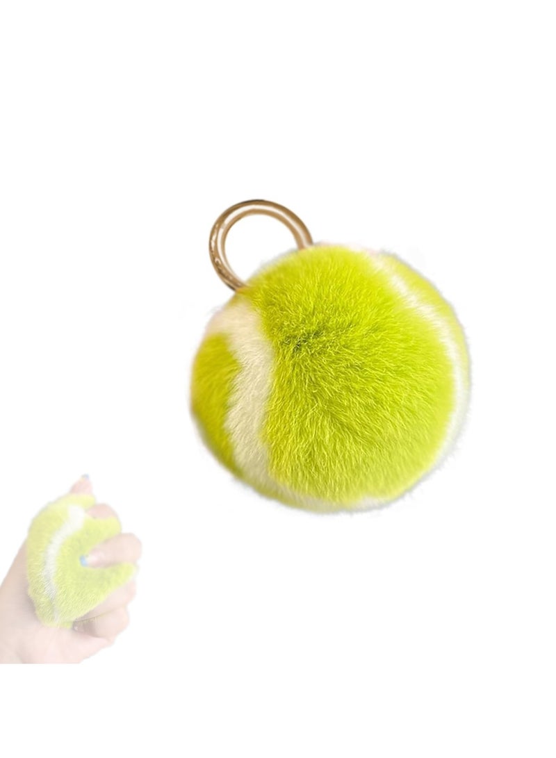 CMGTYYD Tennis Ball Keychain, Cute and Soft Plush Tennis Ball Pendant Tennis Ball Keychain - Plush ball keychain, tennis ball jewellery for school bags, backpacks, cars, wallets, friend circle - Image 1