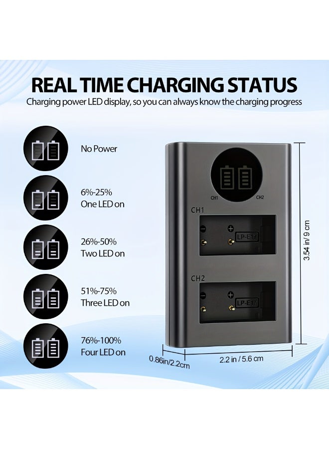SIGood LP-E17 USB Dual Charger Replaces LC-E17 Charger for Canon LP-E17 And LP-E17C Batteries for Canon EOS M3, M5, M6, Mark II, 77D, 200D, 750D, 760D, 800D, 9000D, KISS, X8I, Rebel, T6I, T6I, 6S, T7I, And T8I Cameras - Image 3