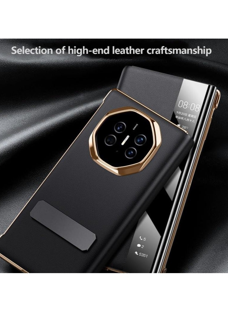 Smart Window Rotating Stand Phone Case Compatible Huawei Mate XT Ultimate Folding Shockproof Protection PU Leather Flip Cover - Image 2