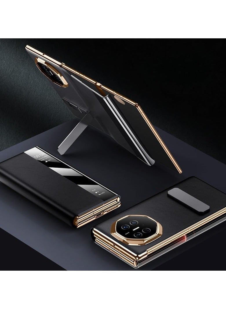 Smart Window Rotating Stand Phone Case Compatible Huawei Mate XT Ultimate Folding Shockproof Protection PU Leather Flip Cover - Image 5