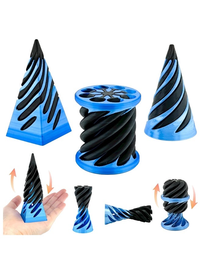3 Packs Impossible Cone Spiral Cone Fidget Toy, 3D Printed Spiral Cone Fidget Toy, Impossible Pyramid Passthrough Toy for Stress and Anxiety Relaxing, Piral Illusion Desktop Decoration - Image 1