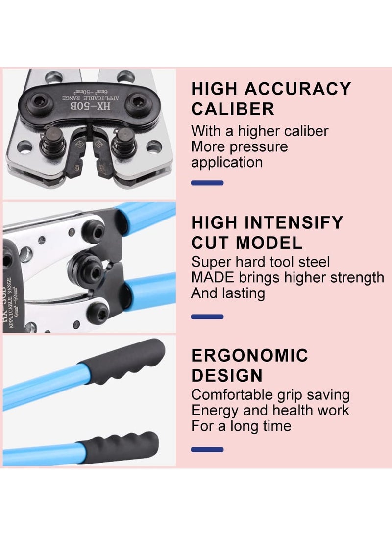 Excefore - Battery Cable Lug Crimping Tool, Wire Crimper Tool, Heavy Duty Crimper for Wire Lugs, AWG 10-1/0 for Heavy Duty Wire Lugs, Battery Terminal, Copper Lugs Terminals - Image 1