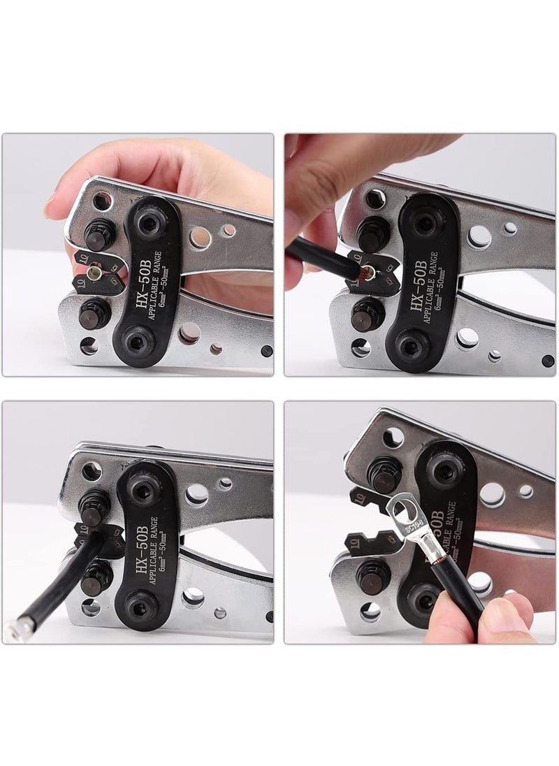 Excefore - Battery Cable Lug Crimping Tool, Wire Crimper Tool, Heavy Duty Crimper for Wire Lugs, AWG 10-1/0 for Heavy Duty Wire Lugs, Battery Terminal, Copper Lugs Terminals - Image 1