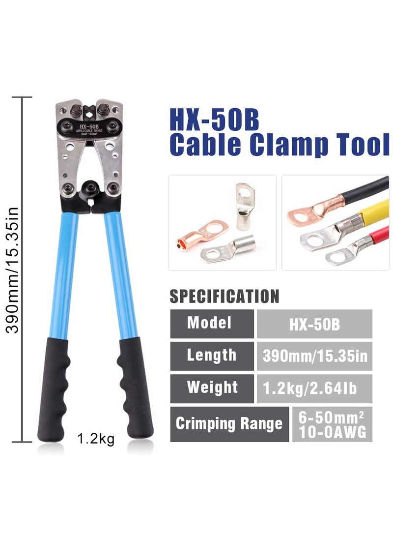 Excefore - Battery Cable Lug Crimping Tool, Wire Crimper Tool, Heavy Duty Crimper for Wire Lugs, AWG 10-1/0 for Heavy Duty Wire Lugs, Battery Terminal, Copper Lugs Terminals - Image 1