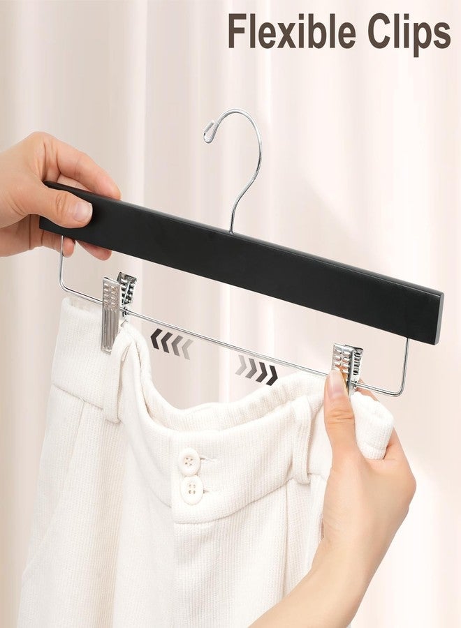BAGAIL Wooden Pants Hangers with Adjustable Clips, 360°Swivel Hook Space Saving Skirt Holders with Anti-Rust Clips for Trousers, Jeans, Shorts (20Pack Black) - Image 3