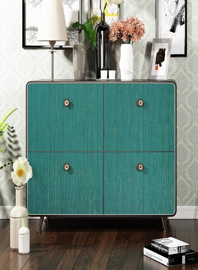 FunStick Teal Green Grasscloth Wallpaper Peel and Stick Textured Fabric Linen Wallpaper Self Adhesive Faux Grasscloth Contact Paper for Room Walls Cabinets Furniture Drawers Desk Removable 15.8"x78.8" - Image 5