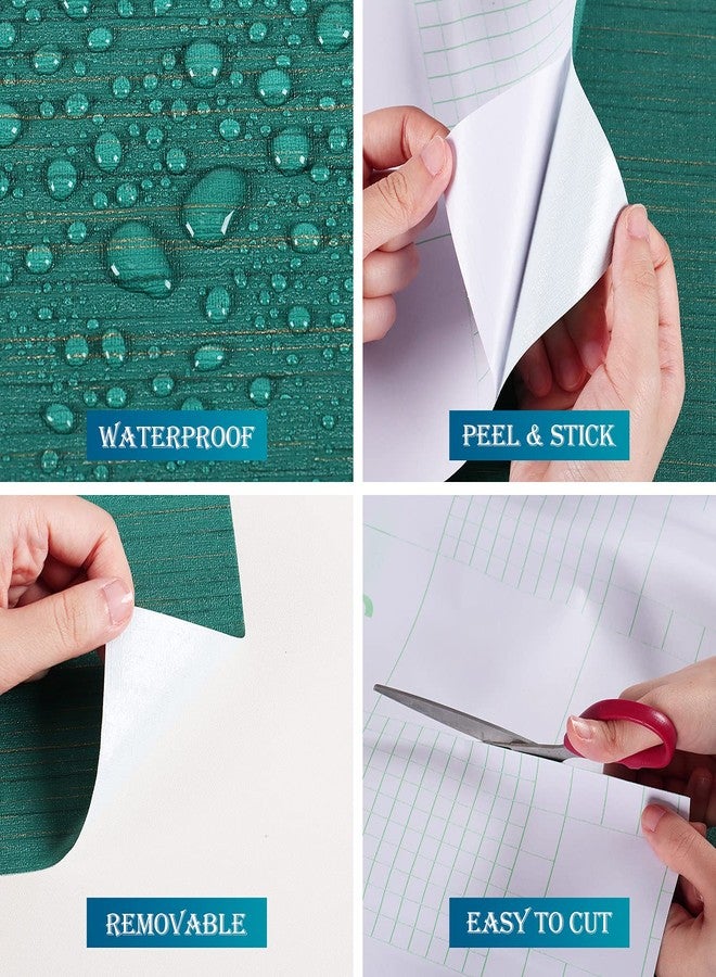 FunStick Teal Green Grasscloth Wallpaper Peel and Stick Textured Fabric Linen Wallpaper Self Adhesive Faux Grasscloth Contact Paper for Room Walls Cabinets Furniture Drawers Desk Removable 15.8"x78.8" - Image 4