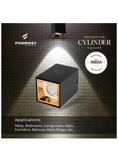 FORMOST FORMOST LED COB Cylinder Surface Light with Black Body | Indoor Ceiling Mounted Spot Light Square | Warm White (20W, Pack of 6)  - Image 2