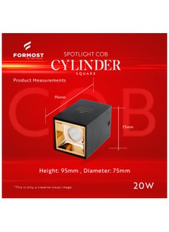 FORMOST FORMOST LED COB Cylinder Surface Light with Black Body | Indoor Ceiling Mounted Spot Light Square | Warm White (20W, Pack of 6)  - Image 3