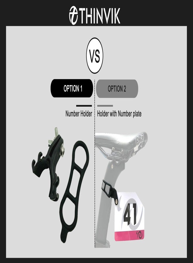 Thinvik Bike Race Number Plate Holder Cycling Number Mount - Quick Release with Rubber Bands（Include Number Plate） - Image 2