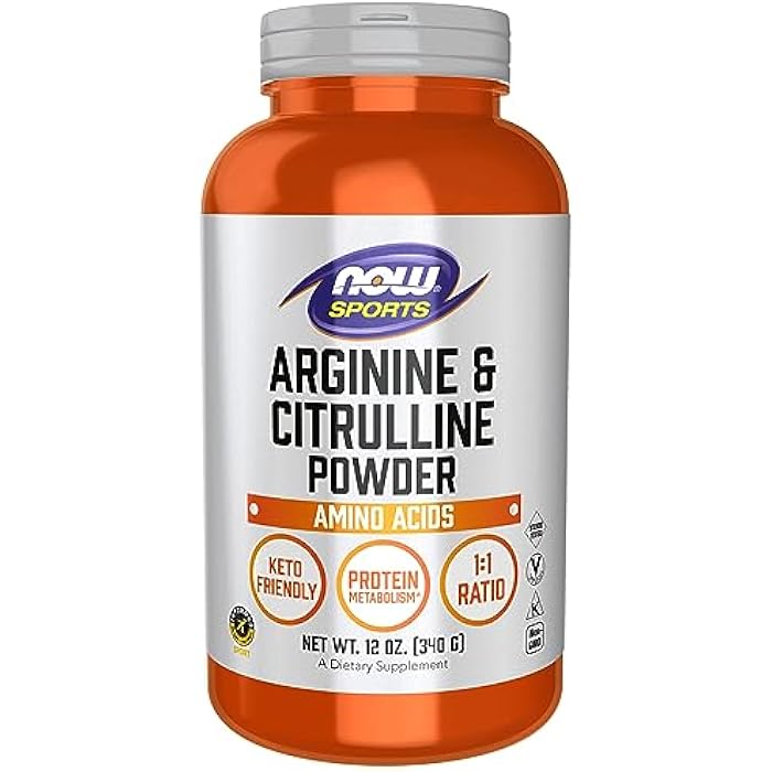 now Sports Nutrition, Arginine & Citrulline Powder, 1:1 Ratio, Amino Acid, 12-Ounce - Image 1