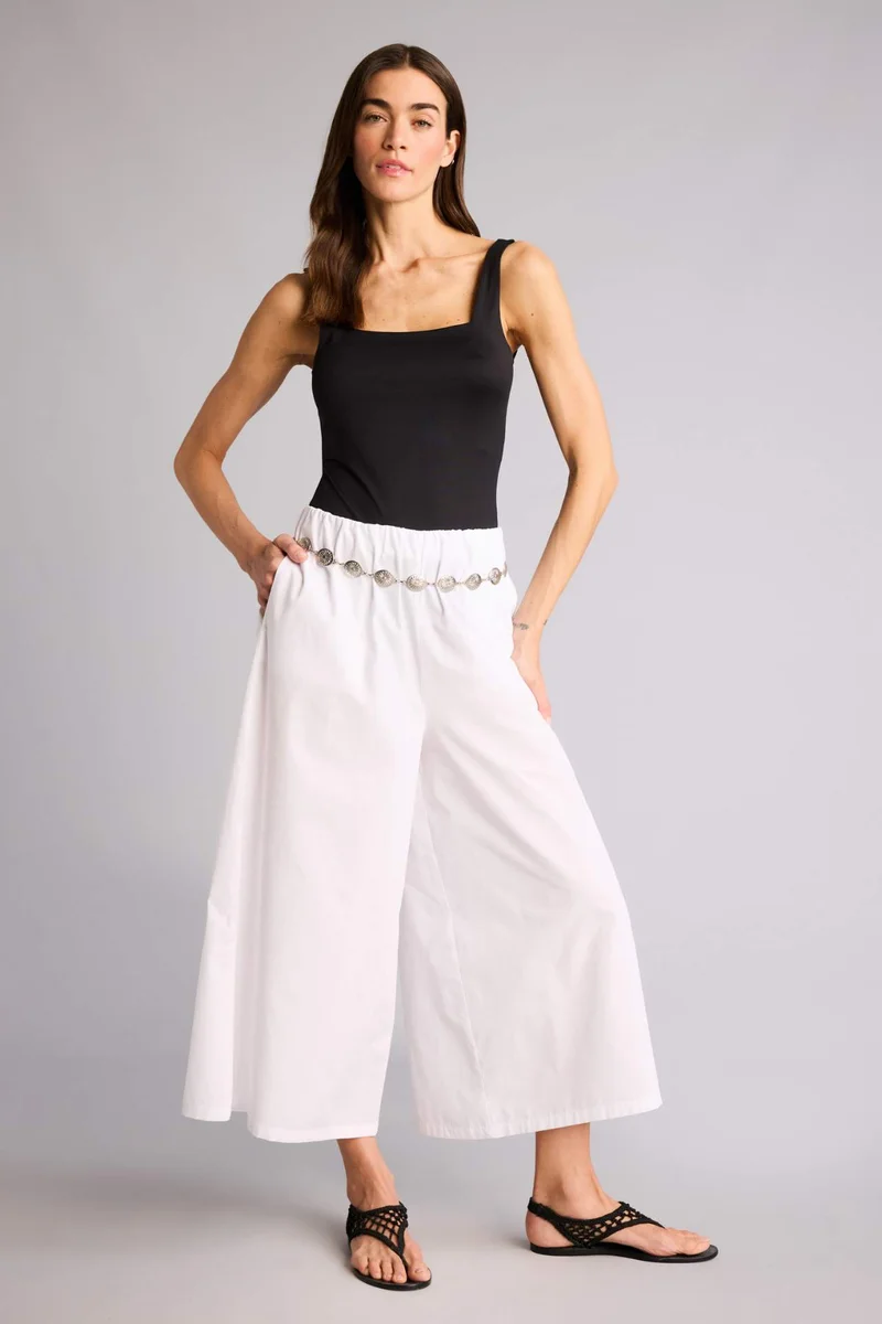 ديفاكتو Wide Leg Regular Hem Poplin Trousers