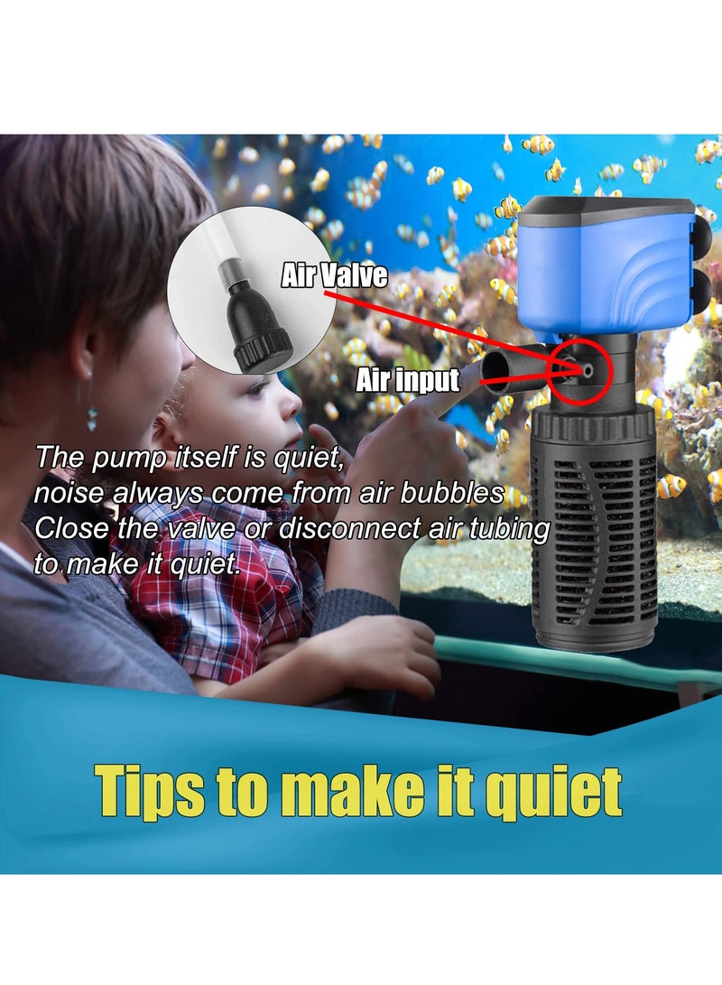 KASTWAVE Silent Aquarium Filter, Biochemical Filtration, Oxygen Enhancer, Clean Water, Air Pump, Make Waves ,Easy Clean, Ideal for 80~120L Tanks (15W-800L/H, Black) - Image 4