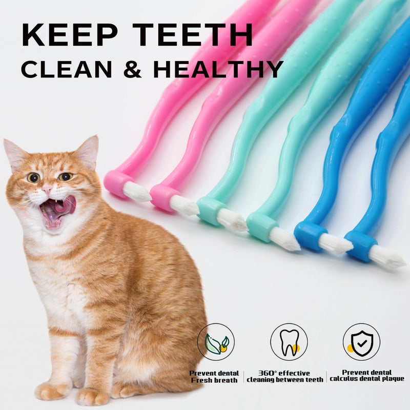 PenVinoo Dual Sided Cat Toothbrush Dog Toothbrush Finger Brush Micro Head, Suitable for Small to Large Dogs & Cats (White, Small) - Image 2