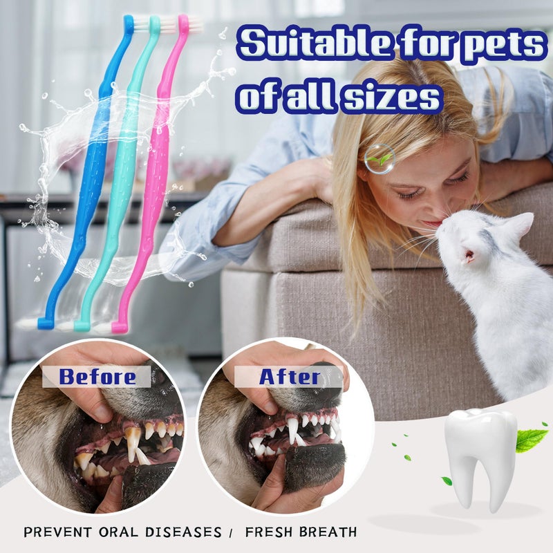 PenVinoo Dual Sided Cat Toothbrush Dog Toothbrush Finger Brush Micro Head, Suitable for Small to Large Dogs & Cats (White, Small) - Image 5