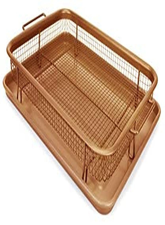 Japti Air Fry Crisper Basket for Bake or Fry Food Oven Crisper Tray Carbon Steel Pan, Non Stick Grill Basket - Image 2