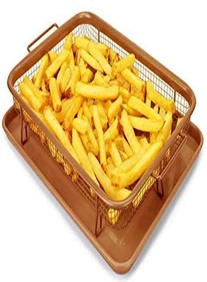 Japti Air Fry Crisper Basket for Bake or Fry Food Oven Crisper Tray Carbon Steel Pan, Non Stick Grill Basket - Image 1