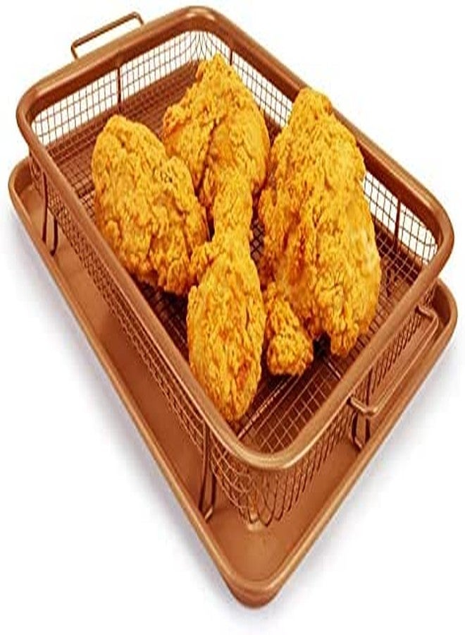 Japti Air Fry Crisper Basket for Bake or Fry Food Oven Crisper Tray Carbon Steel Pan, Non Stick Grill Basket - Image 3