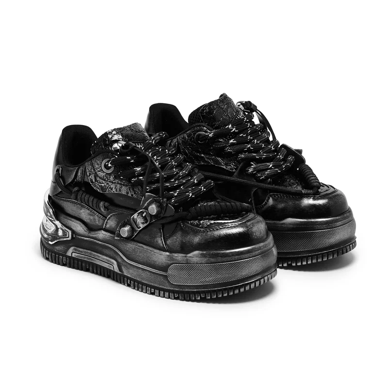 KOI Metamorphosis Distressed Platform Trainers - Charcoal