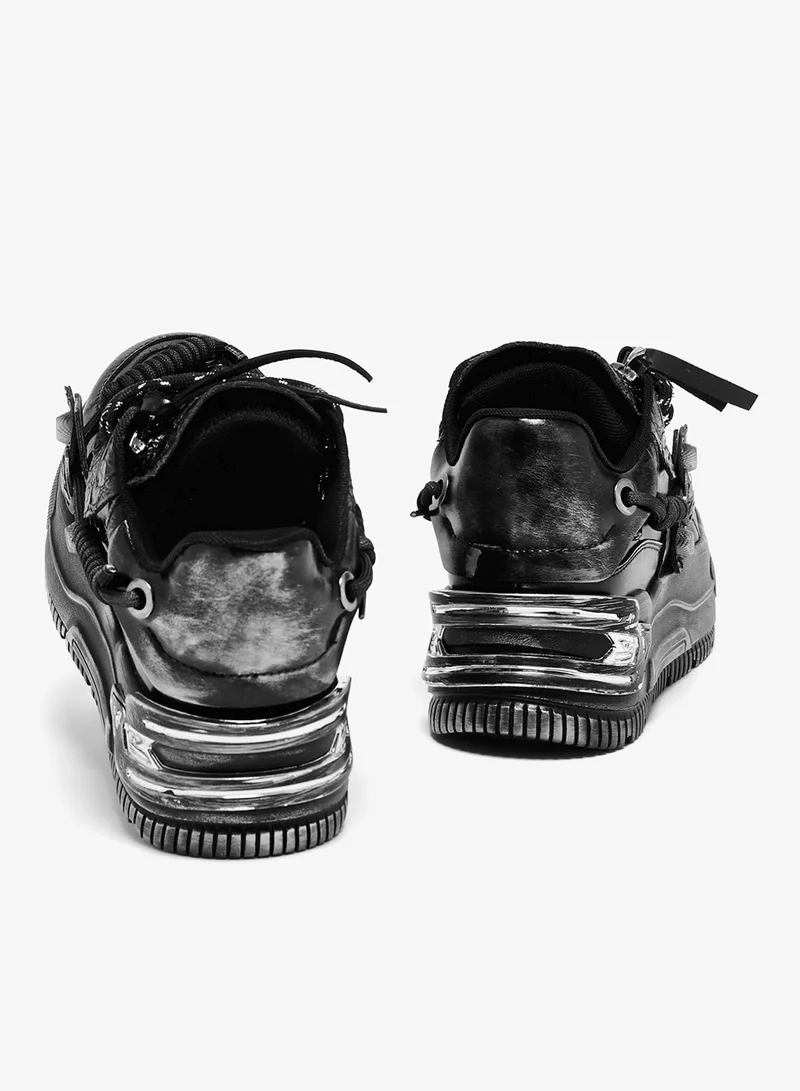 Koi Black Metamorphosis Distressed Platform Trainers - Charcoal for Women | Best Price UAE