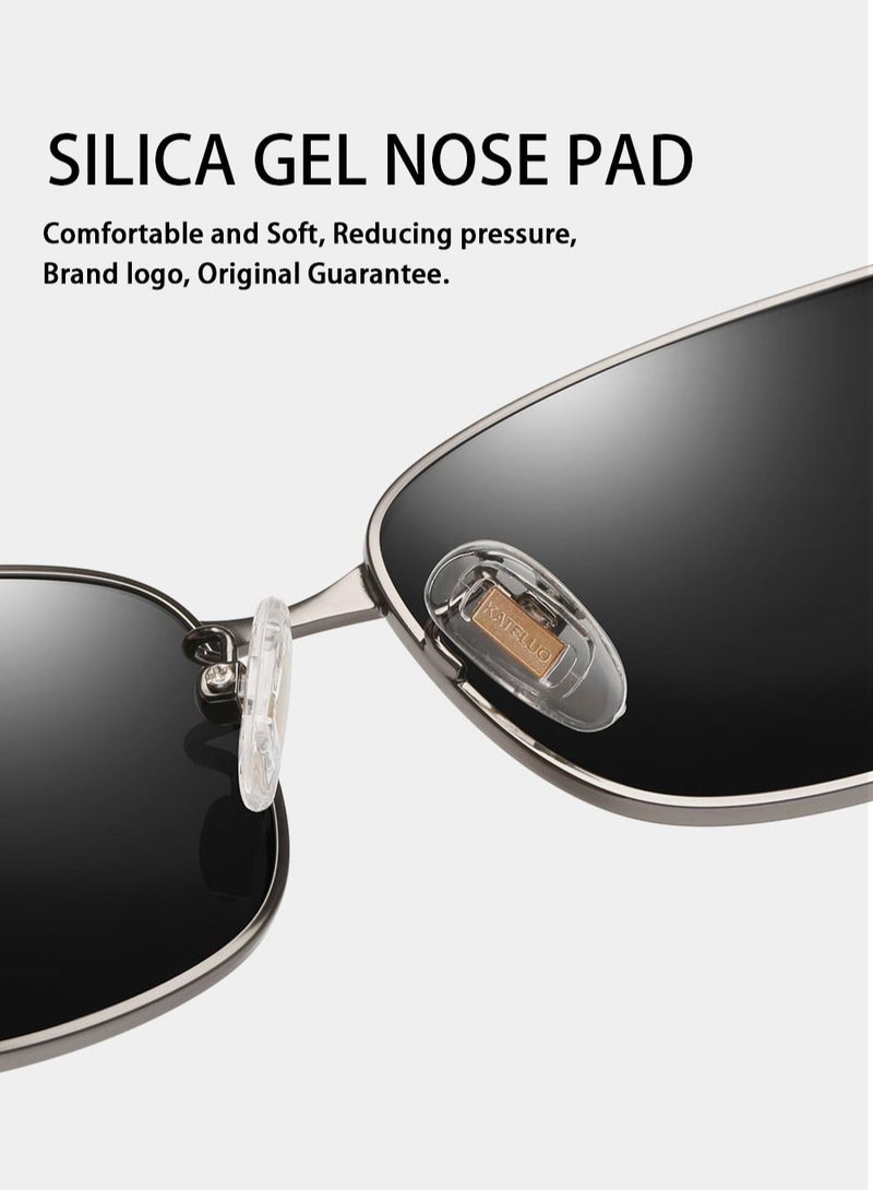 KATELUO Sunglasses Original KATELUO for males Polarized UV400 protection With Full Set Sun Protection Category 3 Suitable for driving car Black Lense and Grey frame Classic style Light Weight For men - Image 4