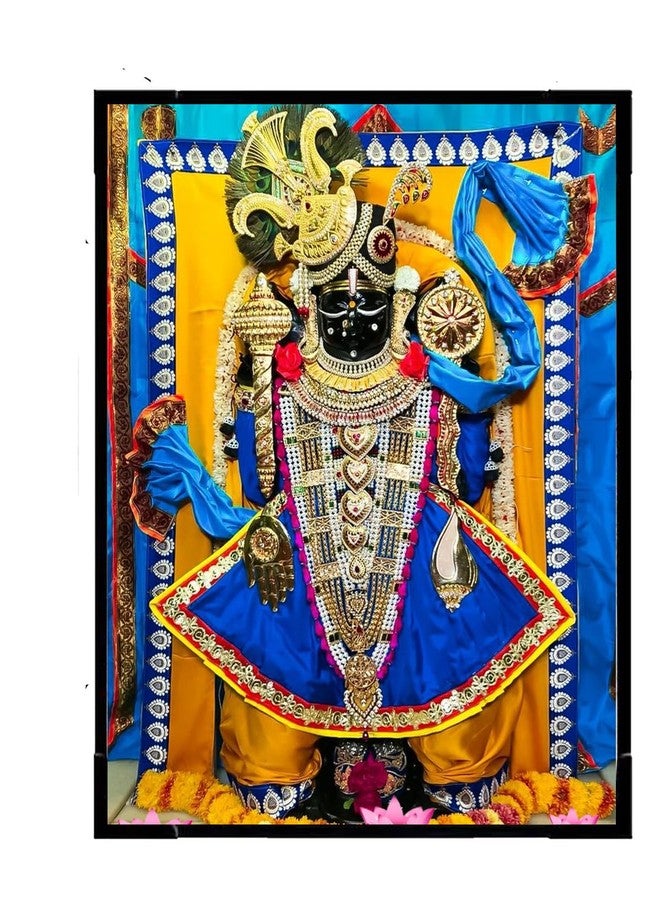 Vils Dwarka God Sri Dwarkadhish Dwarakadheesh Lord Krishna Divine Holy Blessing Wood & Plastic Religious Photo Frame Cutout with Backstand for Pooja/Gift (Multicolor, 4 inch X 6 inch) - Image 1