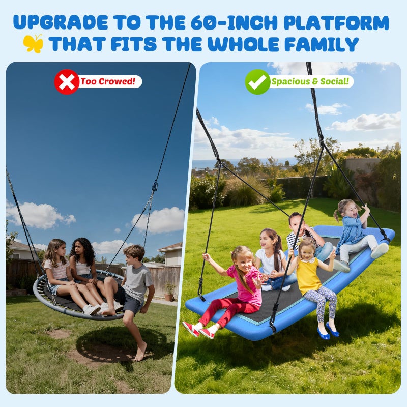 Trekassy 700lb Giant 60" Skycurve Platform Tree Swing for Kids and Adults with 2 Hanging Straps-Blue (Patented) - Image 4