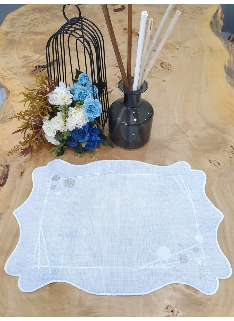 Tanem Home Modern Pattern Embroidered Imported Linen Placemat Plate Coaster 1 Piece