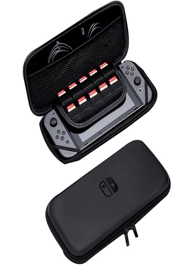 Vermaney Switch Case Compatible With Nintendo Switch/Oled Cute Portable Switch Carrying Case With 10 Game Holders Nintendo Switch Game Console Portable Travel Bag (Black) - Image 1