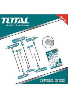 TOTAL Total 8PCS T-Handle Hex Key Set - Durable S2 Material, Chrome Plated, Perfect for DIY and Professional Use  - Image 1