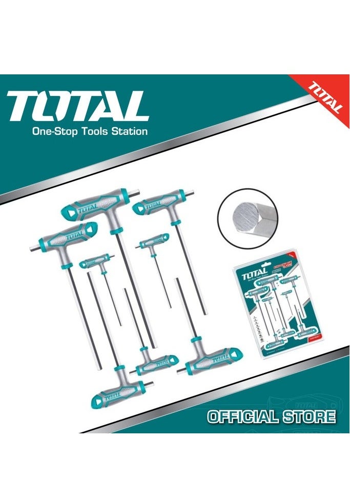 TOTAL - Total 8PCS T-Handle Hex Key Set - Durable S2 Material, Chrome Plated, Perfect for DIY and Professional Use - Image 1