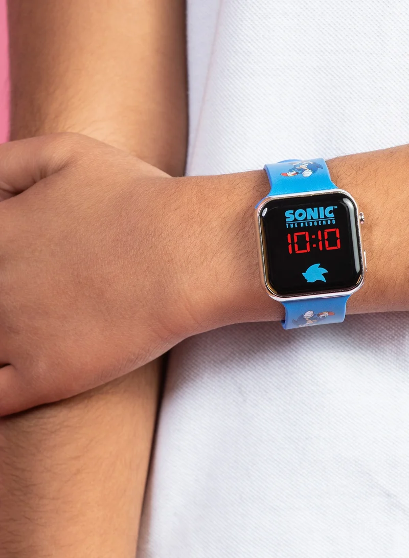 Sonic The Hedgehog Sega Sonic the Hedgehog Blue LED Boys Watch with Printed Strap - SNC4137ARG