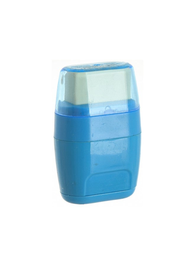2-in-1 office tool with an oval design (pen sharpener + eraser with a transparent cover)